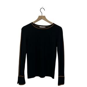 The cashmere project Black Brown Bell sleeve Crew Neck 100% cashmere Sweater XS